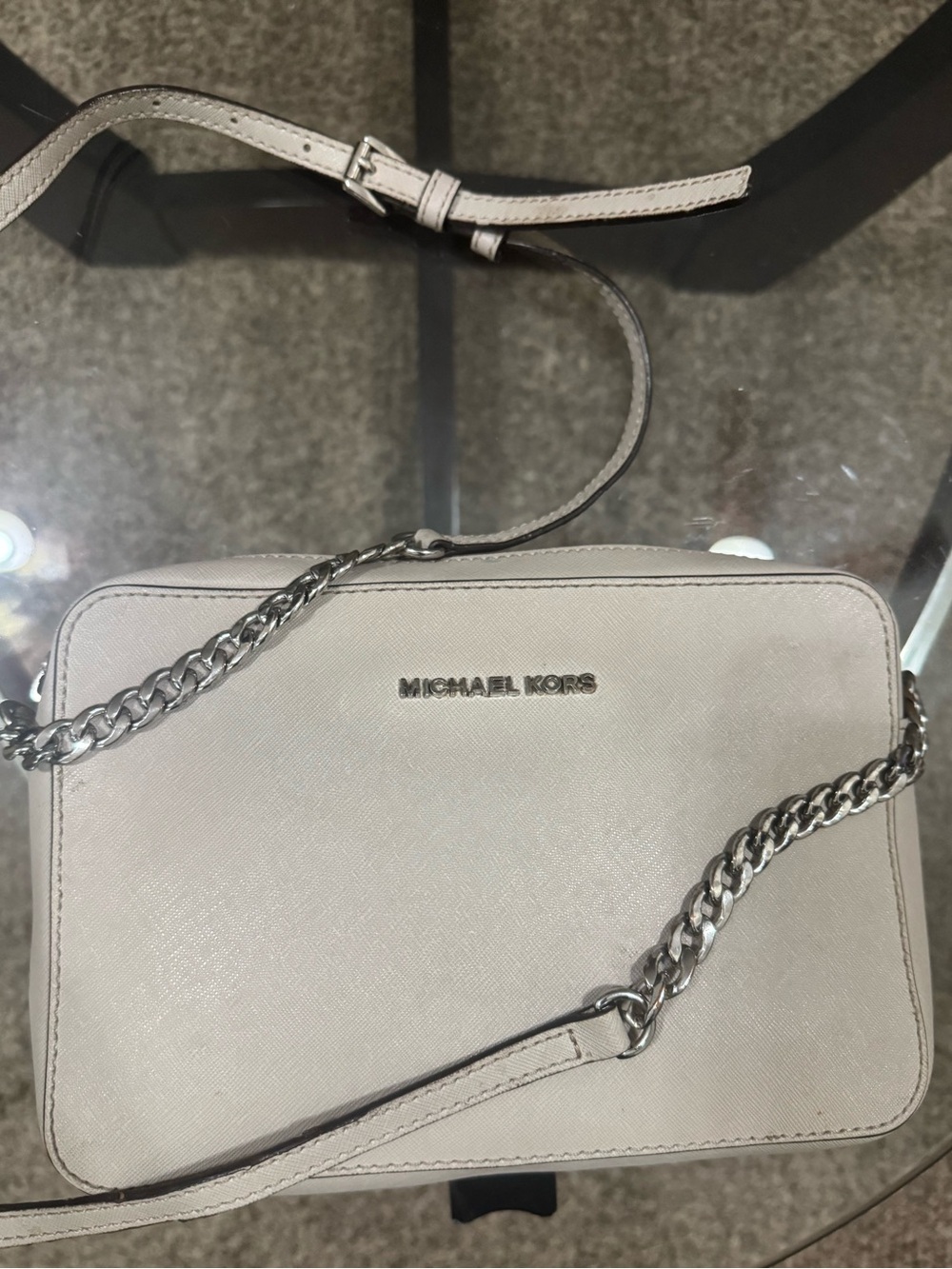 Gray Michael Kors Jet Set Square Crossbody Purse